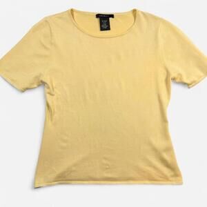 Louben Silk Blend Short Sleeve Top Women’s L Yellow Minimalist